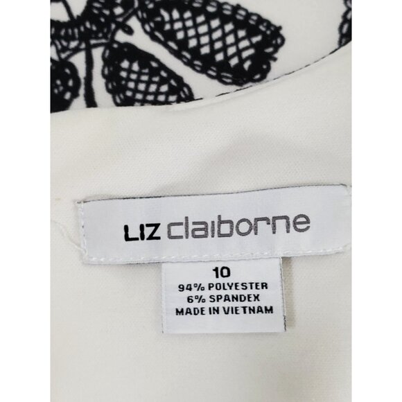 Liz Claiborne Women's White/Black Lace Floral Print Sheath Dress Size 10 1492 - Picture 7 of 10